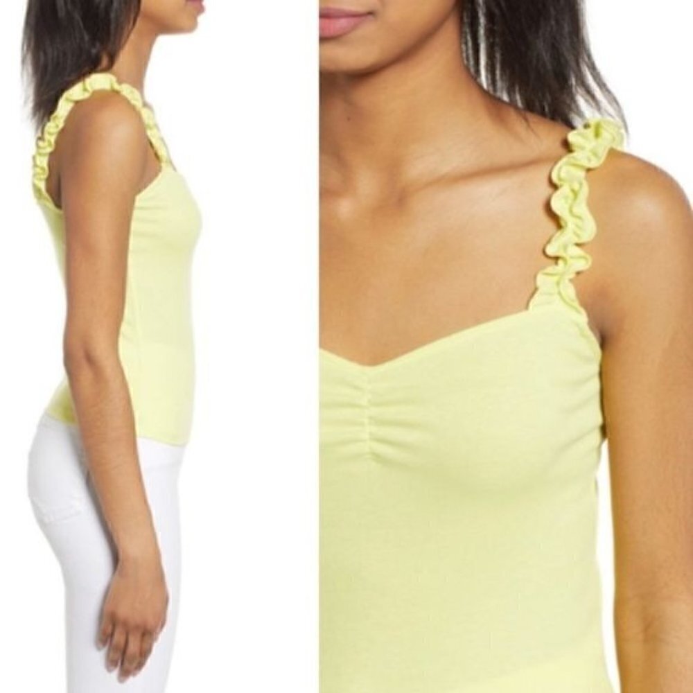 BP Yellow Ruffle Strap Tank Top NWT - Picture 2 of 4